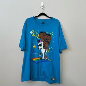 WWE The new day feel the power short sleeve blue graphic t-shirt (FLAWED)